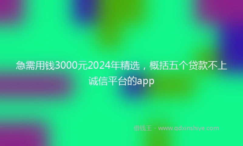 急需用钱3000元2024年精选，概括五个贷款不上诚信平台的app