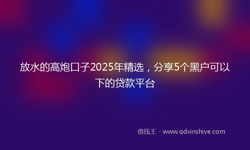 放水的高炮口子2025年精选，分享5个黑户可以下的贷款平台