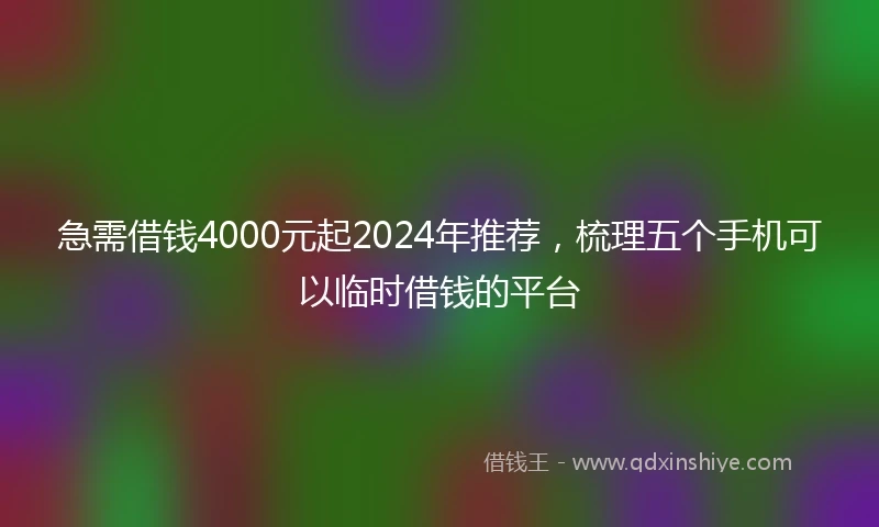 急需借钱4000元起2024年推荐，梳理五个手机可以临时借钱的平台
