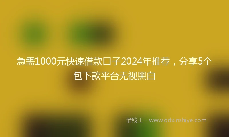 急需1000元快速借款口子2024年推荐，分享5个包下款平台无视黑白