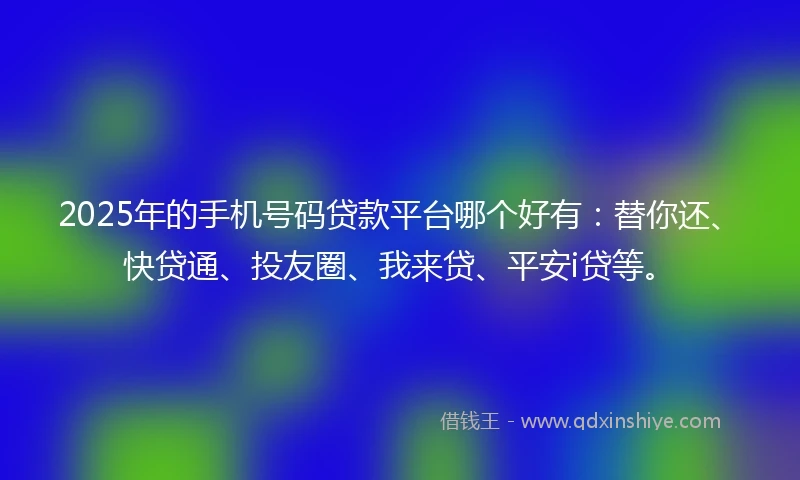 2025年的手机号码贷款平台哪个好有：替你还、快贷通、投友圈、我来贷、平安i贷等。