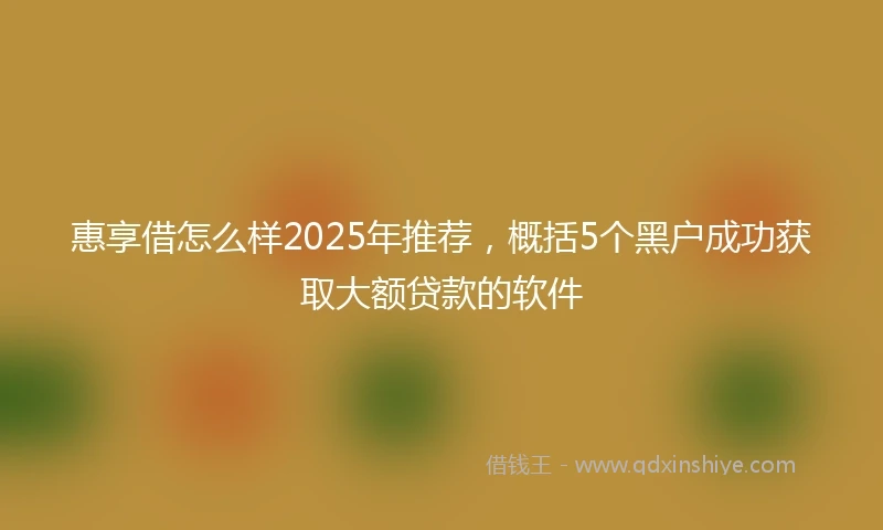 惠享借怎么样2025年推荐，概括5个黑户成功获取大额贷款的软件