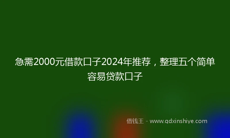 急需2000元借款口子2024年推荐，整理五个简单容易贷款口子