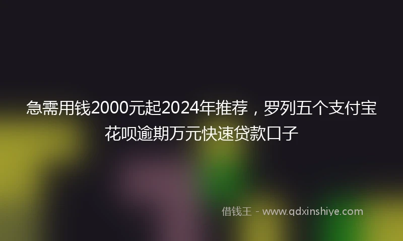急需用钱2000元起2024年推荐，罗列五个支付宝花呗逾期万元快速贷款口子