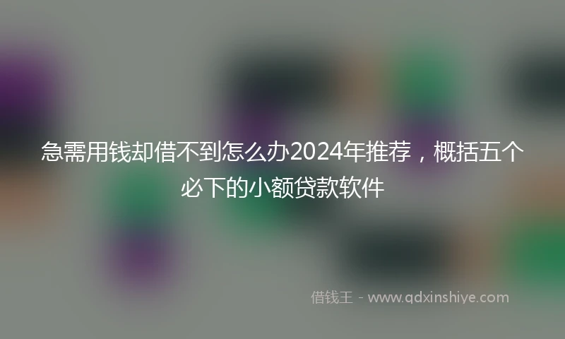 急需用钱却借不到怎么办2024年推荐，概括五个必下的小额贷款软件