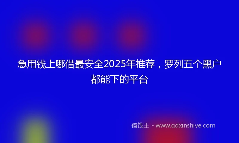 急用钱上哪借最安全2025年推荐，罗列五个黑户都能下的平台