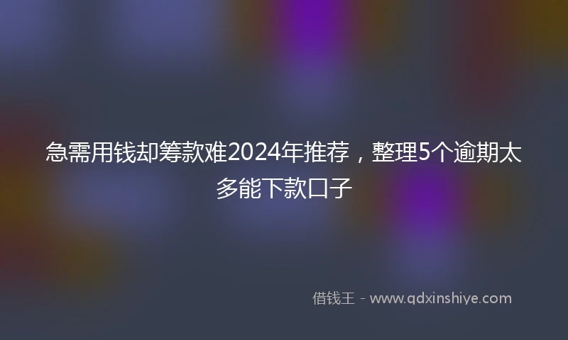 急需用钱却筹款难2024年推荐，整理5个逾期太多能下款口子
