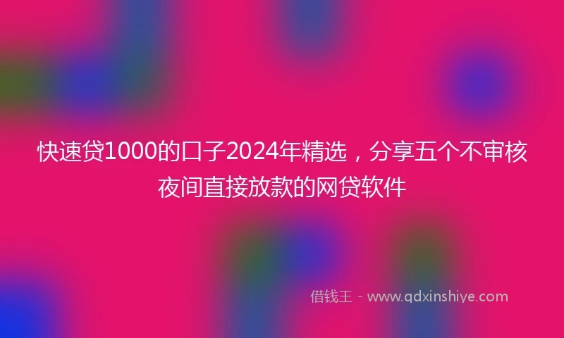 快速贷1000的口子2024年精选，分享五个不审核夜间直接放款的网贷软件