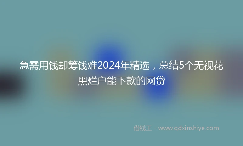 急需用钱却筹钱难2024年精选，总结5个无视花黑烂户能下款的网贷
