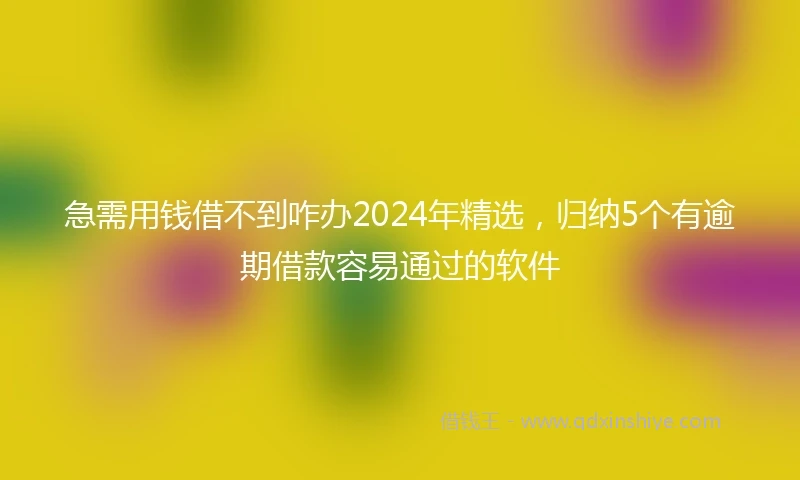 急需用钱借不到咋办2024年精选，归纳5个有逾期借款容易通过的软件