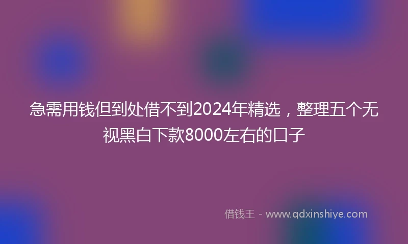 急需用钱但到处借不到2024年精选，整理五个无视黑白下款8000左右的口子