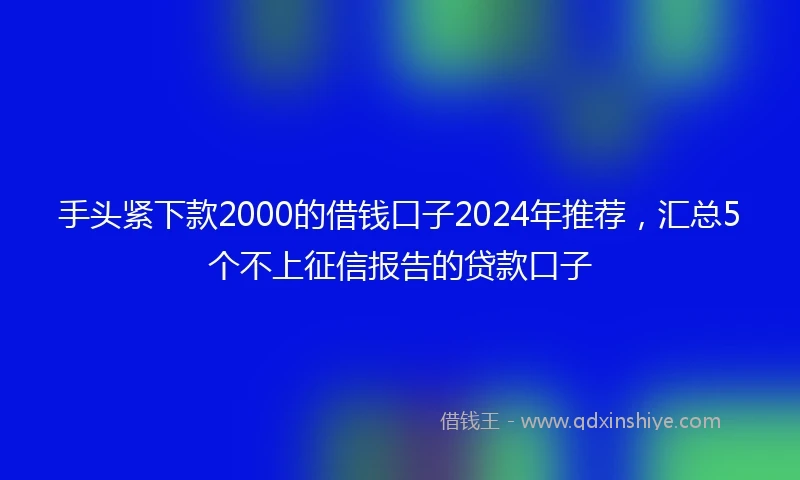 手头紧下款2000的借钱口子2024年推荐，汇总5个不上征信报告的贷款口子