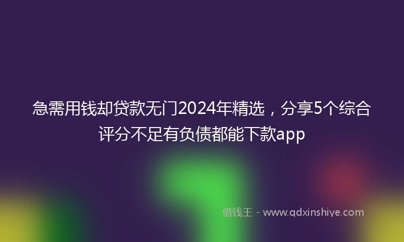 急需用钱却贷款无门2024年精选，分享5个综合评分不足有负债都能下款app