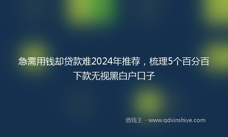 急需用钱却贷款难2024年推荐，梳理5个百分百下款无视黑白户口子