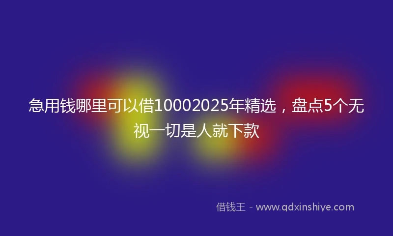 急用钱哪里可以借10002025年精选，盘点5个无视一切是人就下款