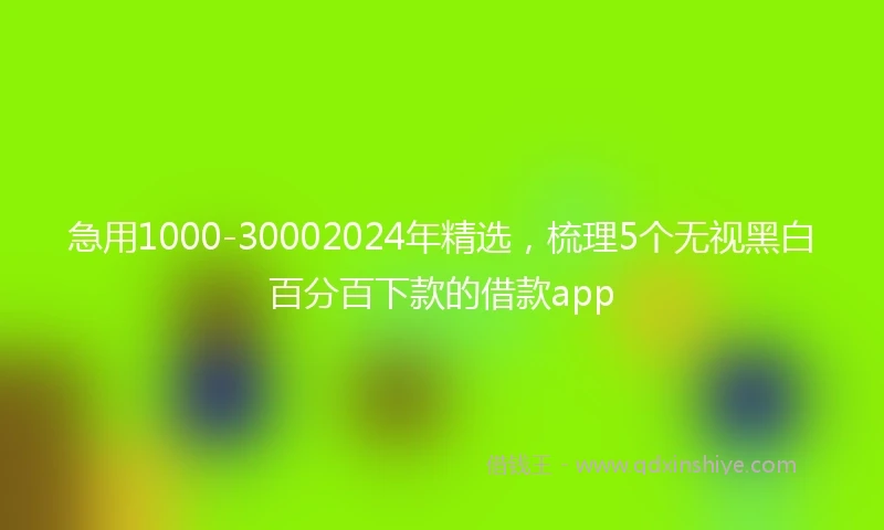 急用1000-30002024年精选，梳理5个无视黑白百分百下款的借款app