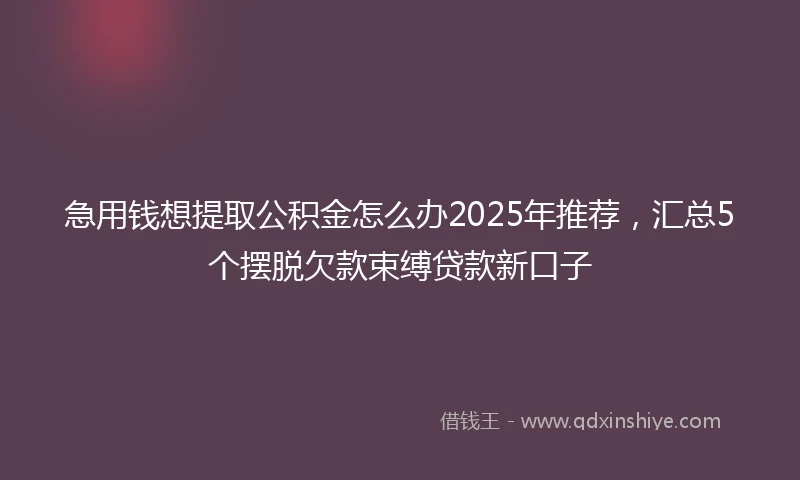 急用钱想提取公积金怎么办2025年推荐,汇总5个摆脱欠款束缚贷款新口子