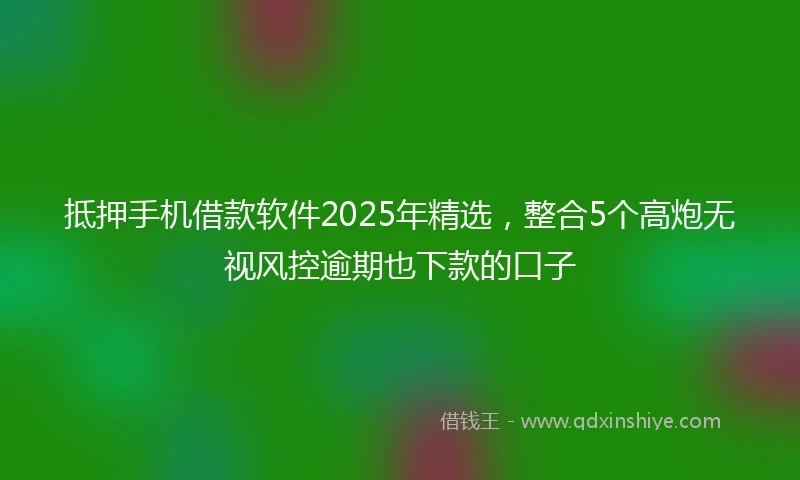 抵押手机借款软件2025年精选，整合5个高炮无视风控逾期也下款的口子