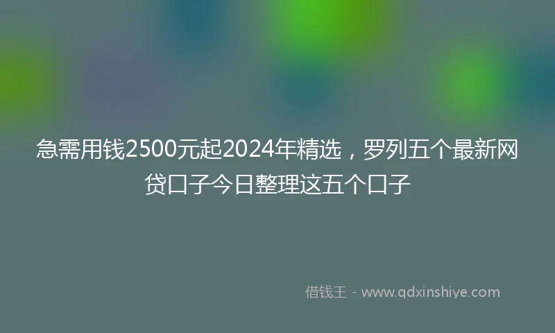 急需用钱2500元起2024年精选，罗列五个最新网贷口子今日整理这五个口子