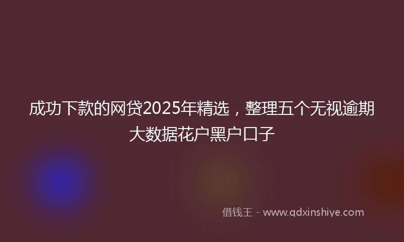 成功下款的网贷2025年精选,整理五个无视逾期大数据花户黑户口子