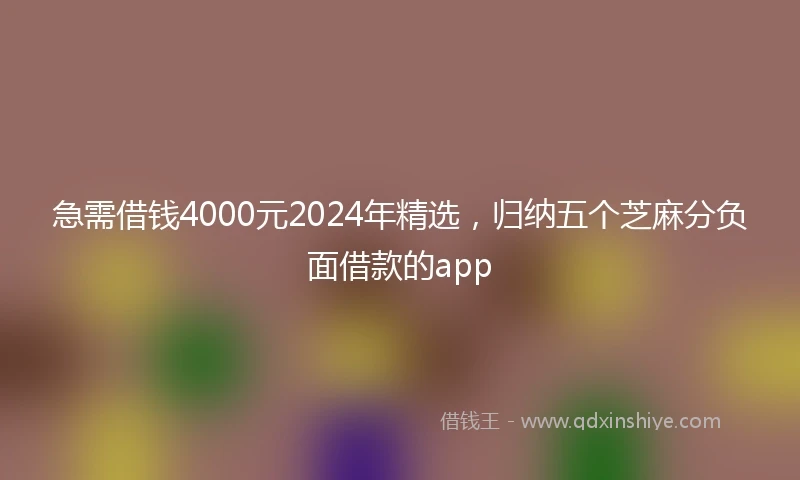急需借钱4000元2024年精选，归纳五个芝麻分负面借款的app