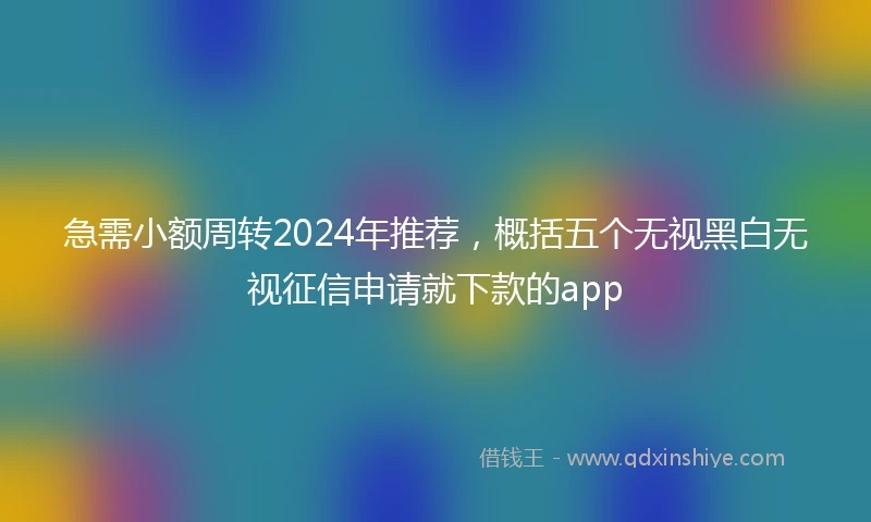 急需小额周转2024年推荐，概括五个无视黑白无视征信申请就下款的app