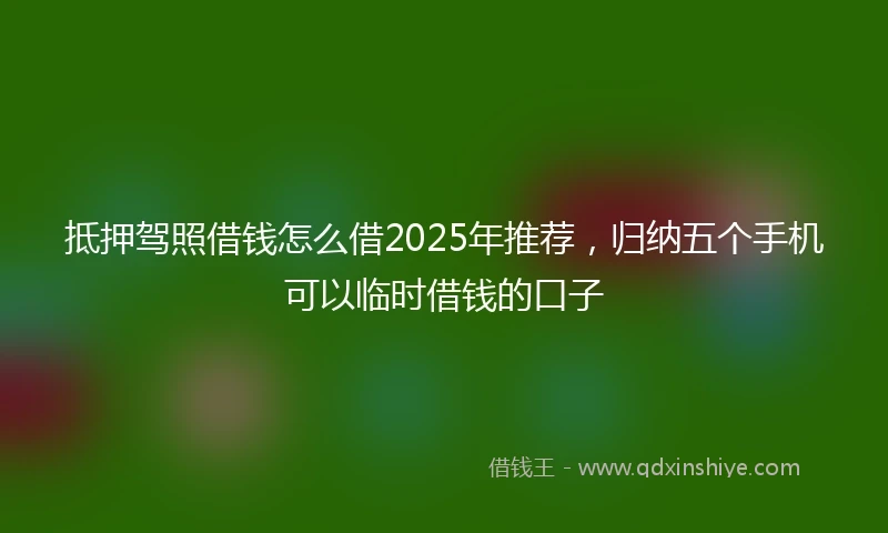 抵押驾照借钱怎么借2025年推荐,归纳五个手机可以临时借钱的口子