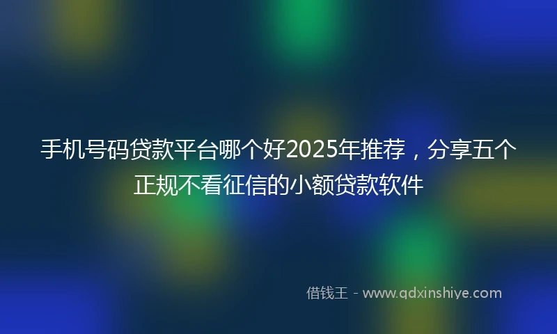 手机号码贷款平台哪个好2025年推荐,分享五个正规不看征信的小额贷款软件