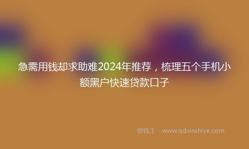 急需用钱却求助难2024年推荐，梳理五个手机小额黑户快速贷款口子