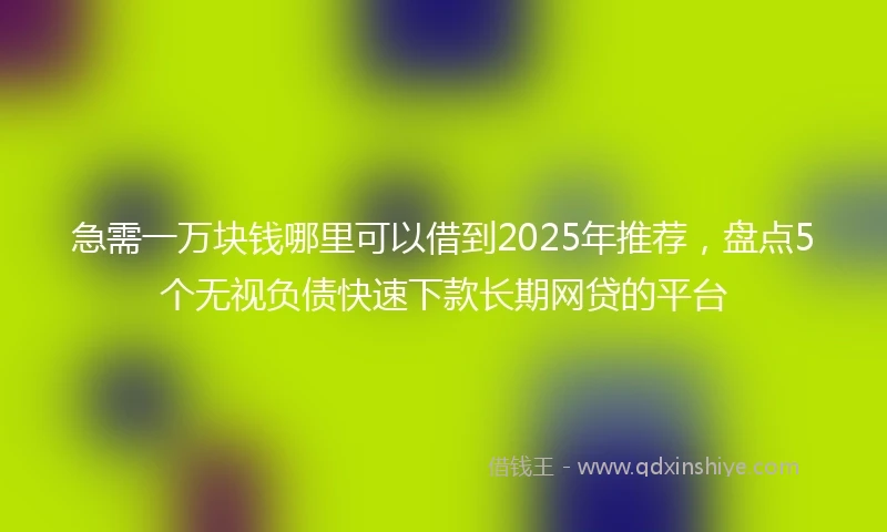 急需一万块钱哪里可以借到2025年推荐，盘点5个无视负债快速下款长期网贷的平台