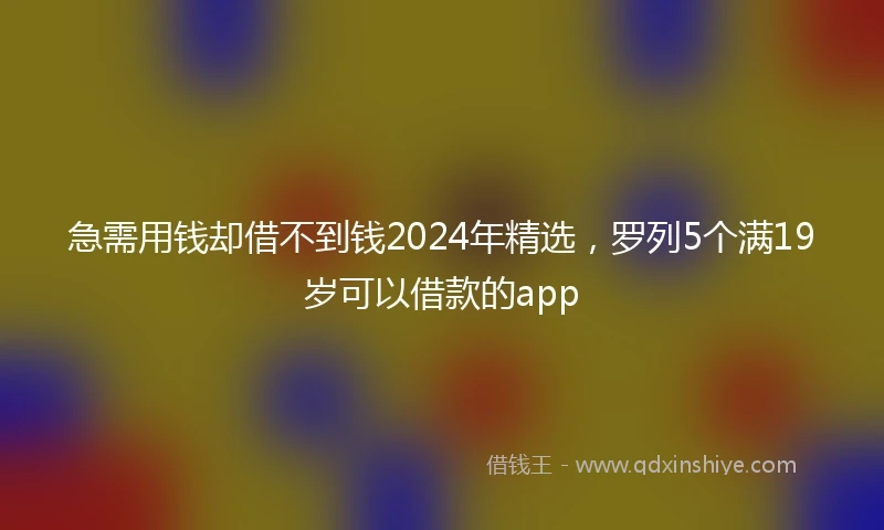急需用钱却借不到钱2024年精选，罗列5个满19岁可以借款的app