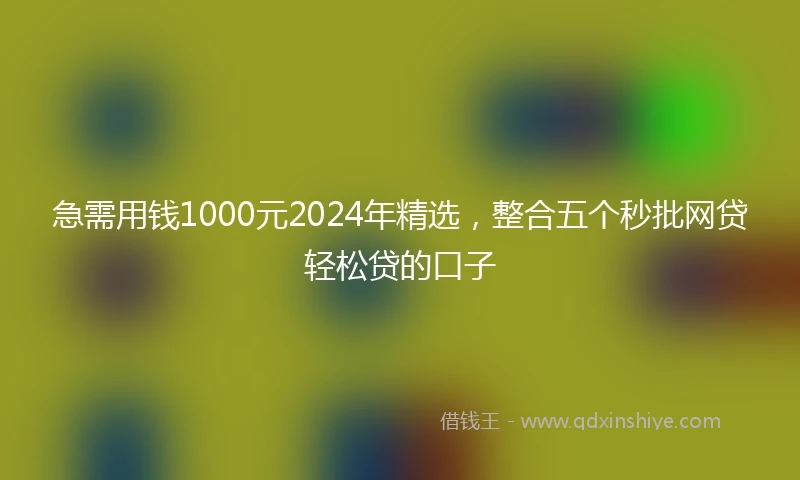 急需用钱1000元2024年精选，整合五个秒批网贷轻松贷的口子