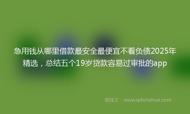 急用钱从哪里借款最安全最便宜不看负债2025年精选，总结五个19岁贷款容易过审批的app