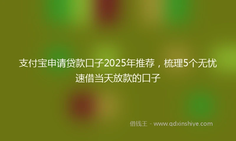 支付宝申请贷款口子2025年推荐，梳理5个无忧速借当天放款的口子