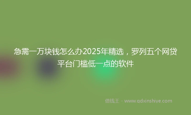 急需一万块钱怎么办2025年精选，罗列五个网贷平台门槛低一点的软件