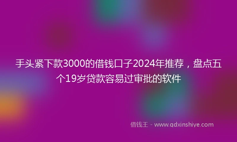 手头紧下款3000的借钱口子2024年推荐，盘点五个19岁贷款容易过审批的软件