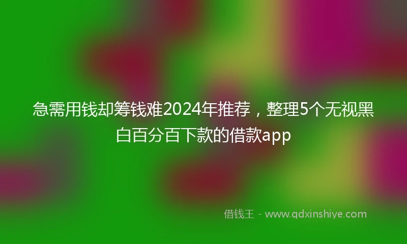急需用钱却筹钱难2024年推荐，整理5个无视黑白百分百下款的借款app