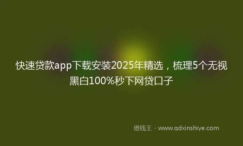 快速贷款app下载安装2025年精选，梳理5个无视黑白100%秒下网贷口子