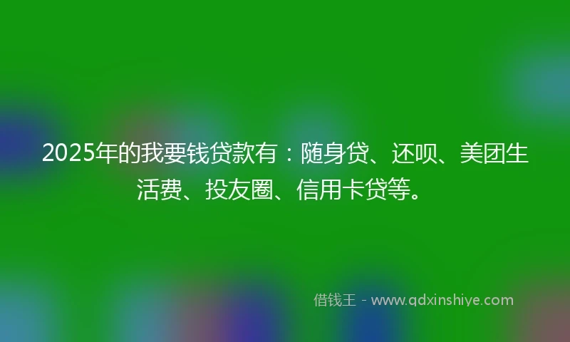 2025年的我要钱贷款有：随身贷、还呗、美团生活费、投友圈、信用卡贷等。