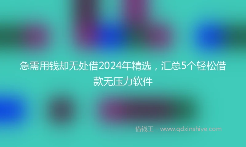 急需用钱却无处借2024年精选，汇总5个轻松借款无压力软件