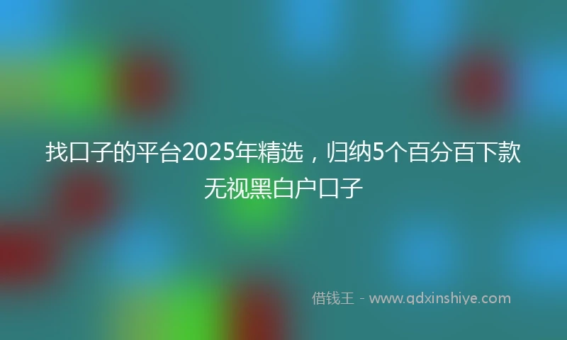 找口子的平台2025年精选，归纳5个百分百下款无视黑白户口子