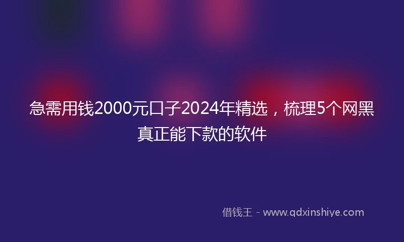 急需用钱2000元口子2024年精选，梳理5个网黑真正能下款的软件