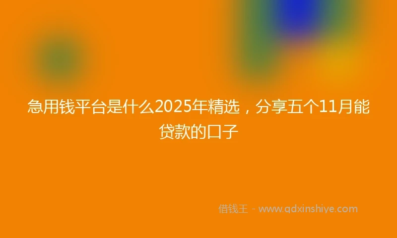 急用钱平台是什么2025年精选，分享五个11月能贷款的口子