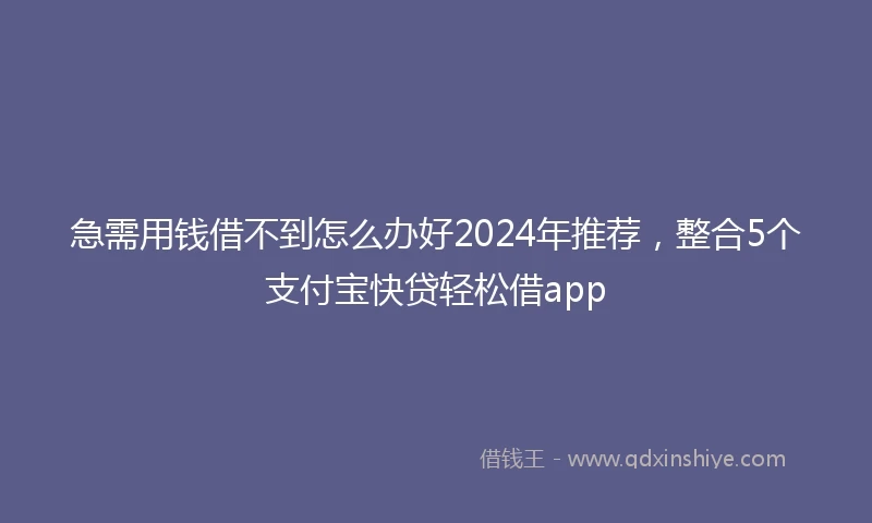 急需用钱借不到怎么办好2024年推荐，整合5个支付宝快贷轻松借app