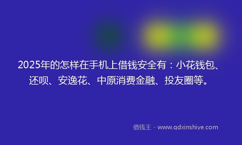2025年的怎样在手机上借钱安全有：小花钱包、还呗、安逸花、中原消费金融、投友圈等。