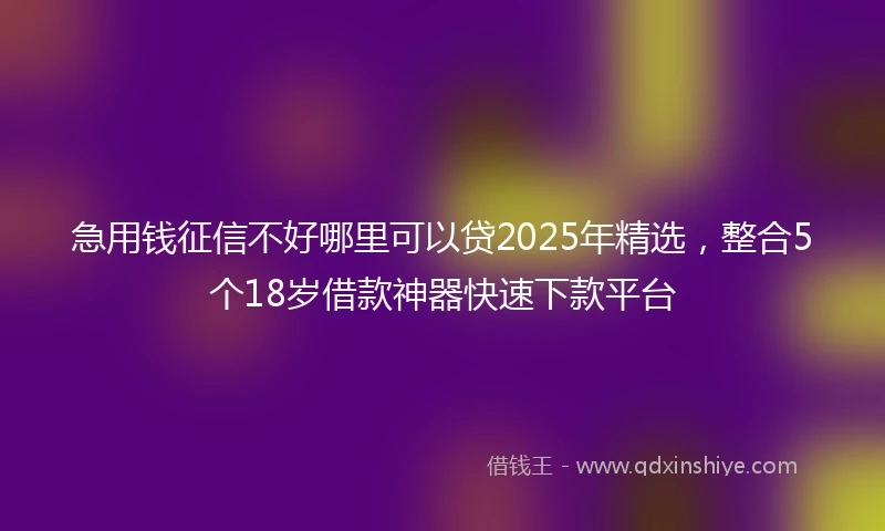 急用钱征信不好哪里可以贷2025年精选，整合5个18岁借款神器快速下款平台