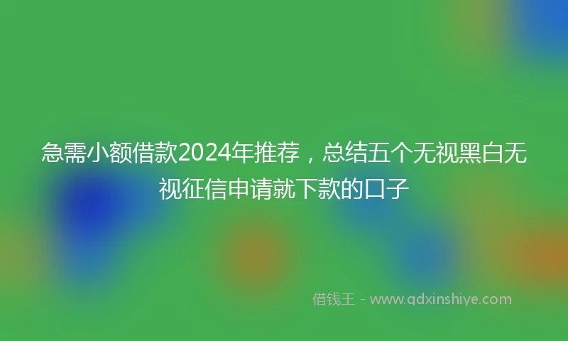 急需小额借款2024年推荐，总结五个无视黑白无视征信申请就下款的口子
