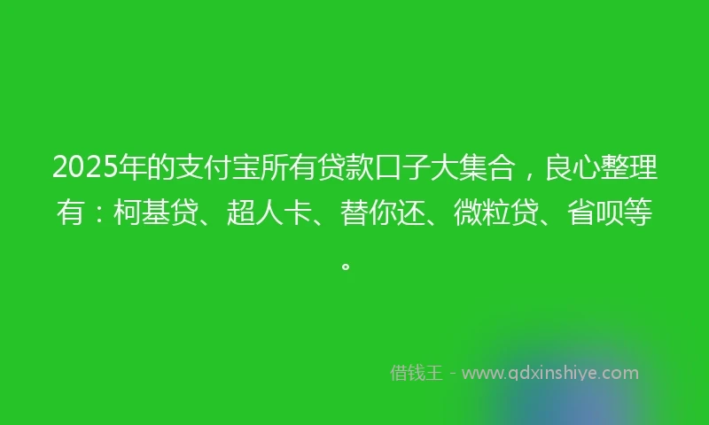 2025年的支付宝所有贷款口子大集合，良心整理有：柯基贷、超人卡、替你还、微粒贷、省呗等。