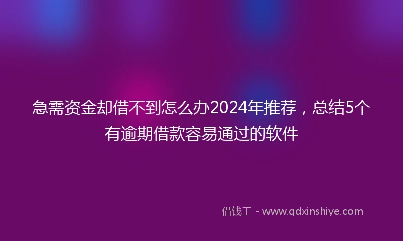 急需资金却借不到怎么办2024年推荐，总结5个有逾期借款容易通过的软件