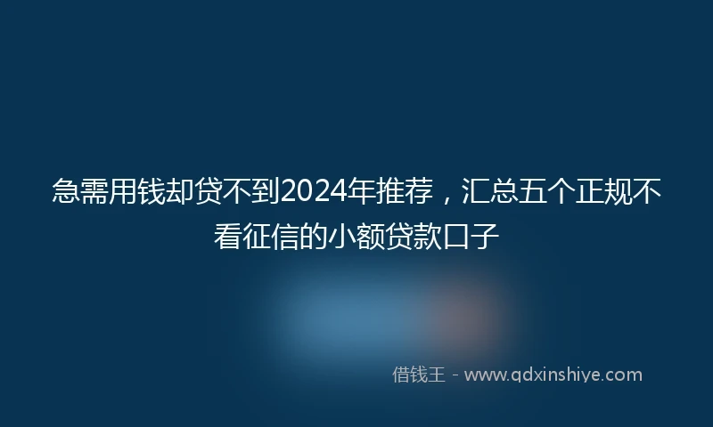 急需用钱却贷不到2024年推荐，汇总五个正规不看征信的小额贷款口子